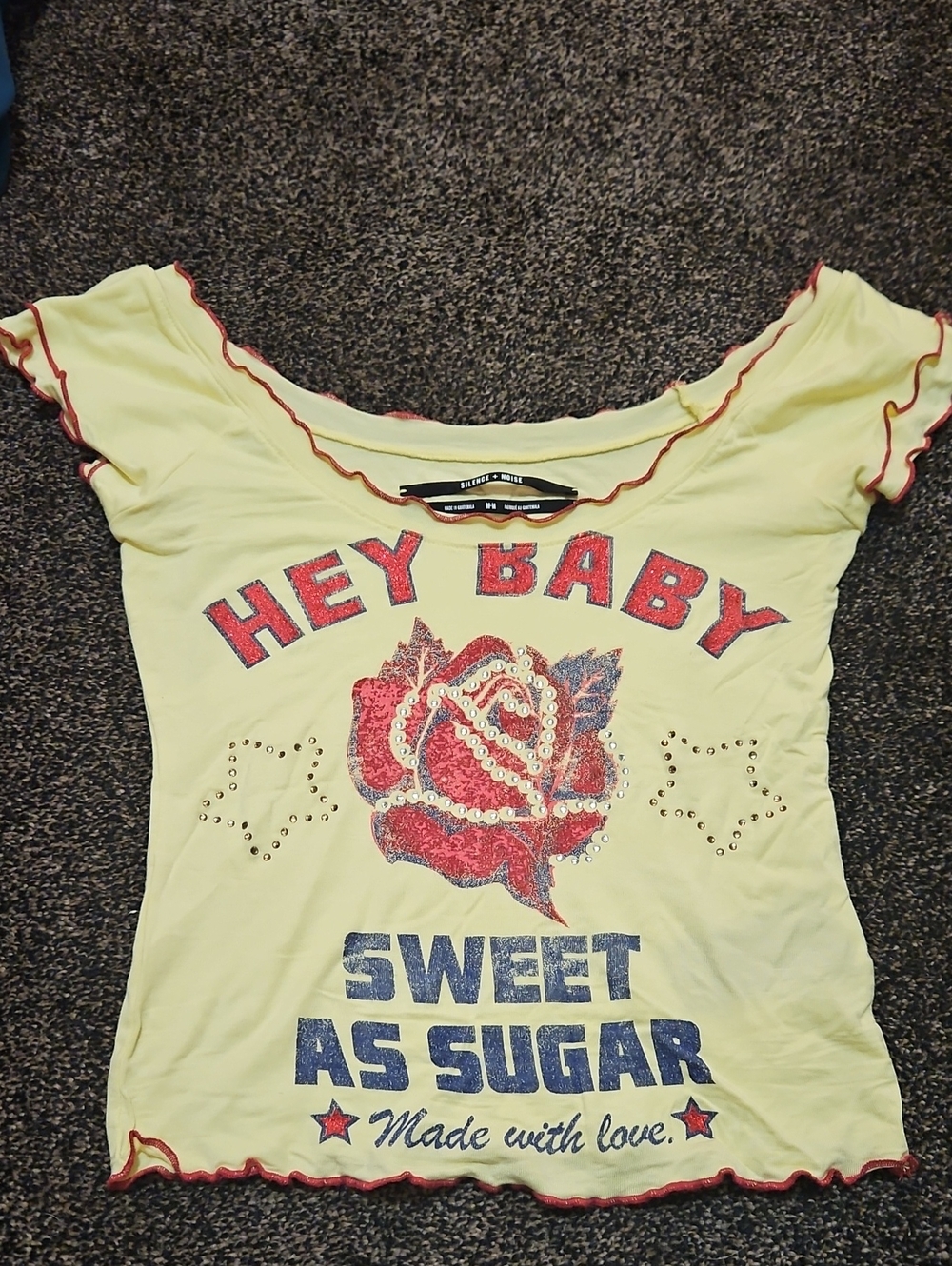 URBAN OUTFITTERS Hey Baby "Sweet As Sugar" Yellow Graphic Tee